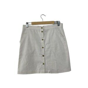 Lilla P Skirt 6 A-Line Snap Front Cotton Stretch Knee Length EUC Womens